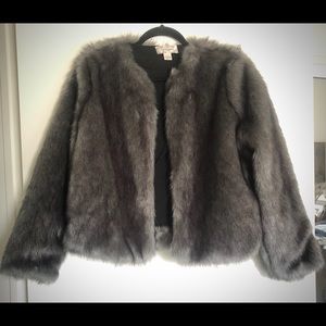 Band Of Gypsies Faux Fur Jacket - Silver/Grey